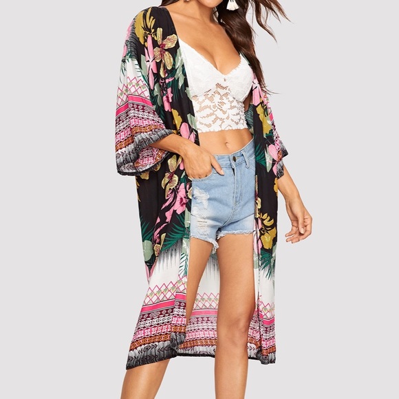 Floral kimono swimwear cover up - Picture 2 of 5